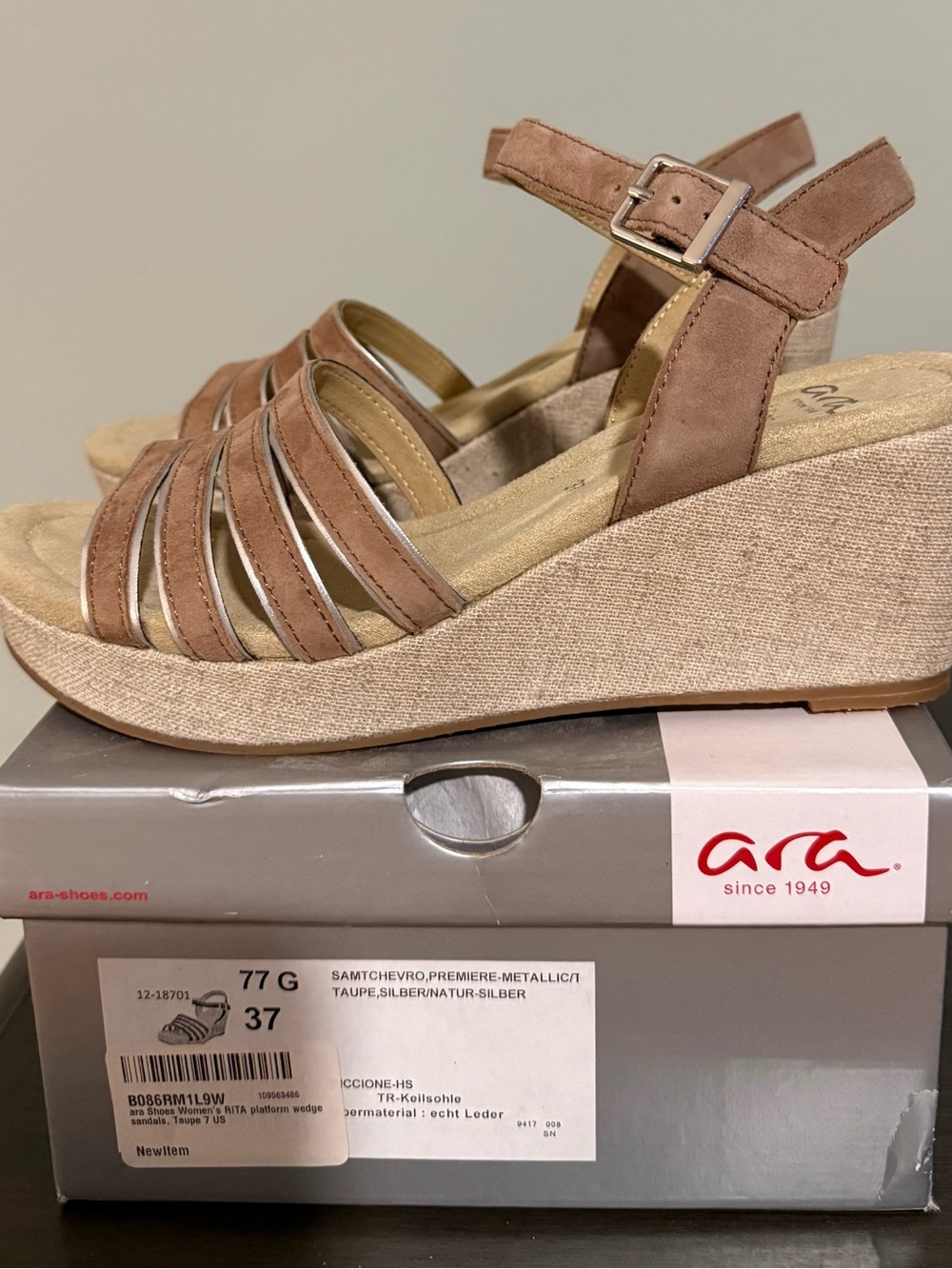 Ara Taupe Wedge Sandals for Women